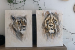 lion and lioness paintings