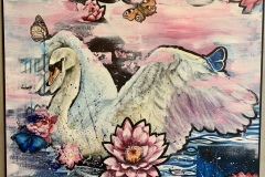 swan with butterflies