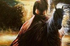 girl-with-red-dress-riding-a-horse