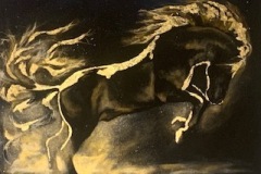 kultalehtihevonen maalaus