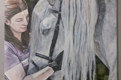 girl with white stallion painting