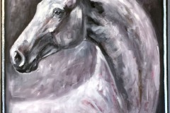 White horse head painting