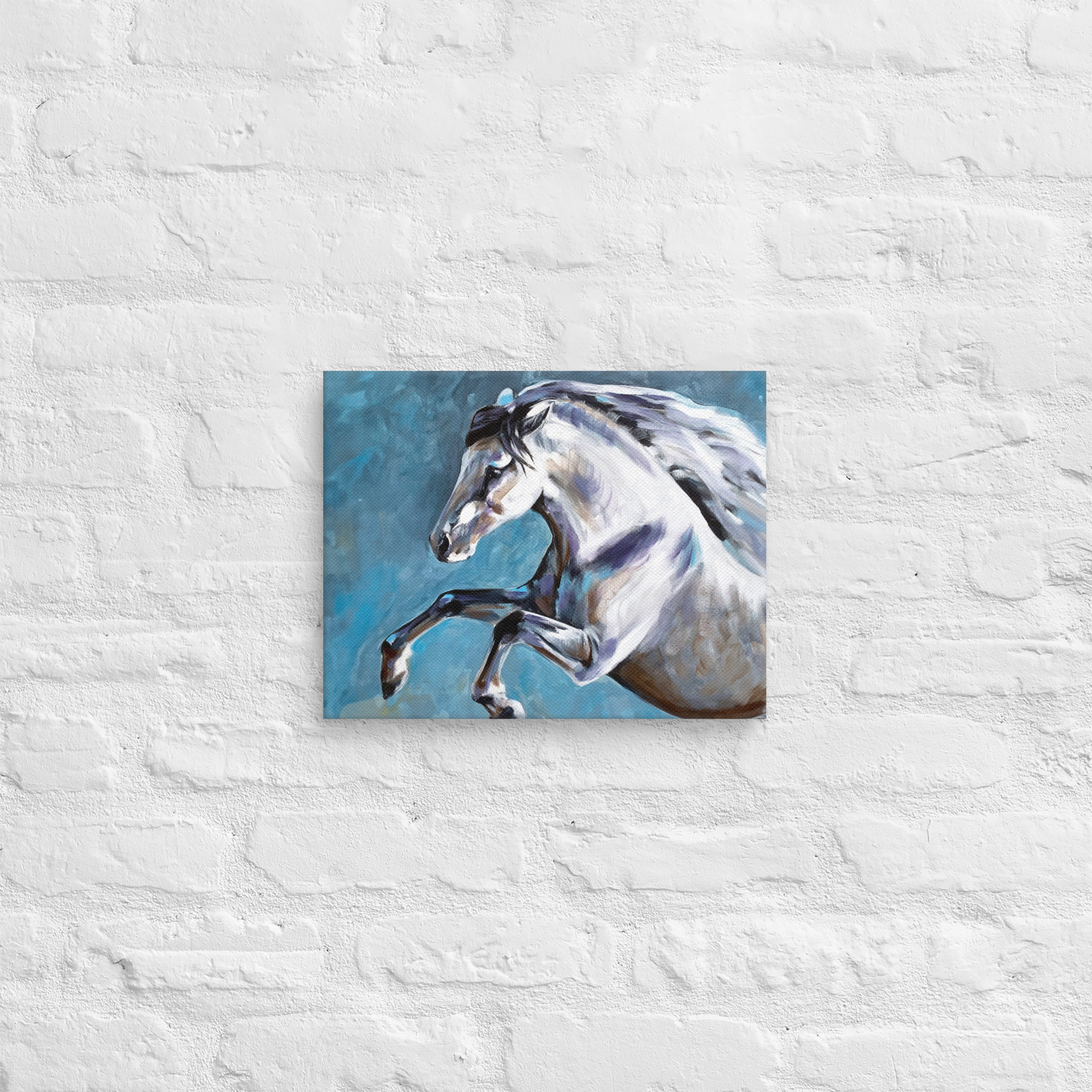 Canvasprintti – Hevosmaalaus Sinisellä Taustalla - Image 16