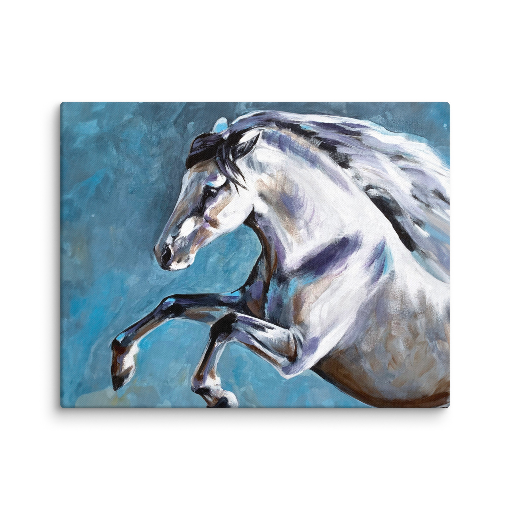 Canvasprintti – Hevosmaalaus Sinisellä Taustalla - Image 2
