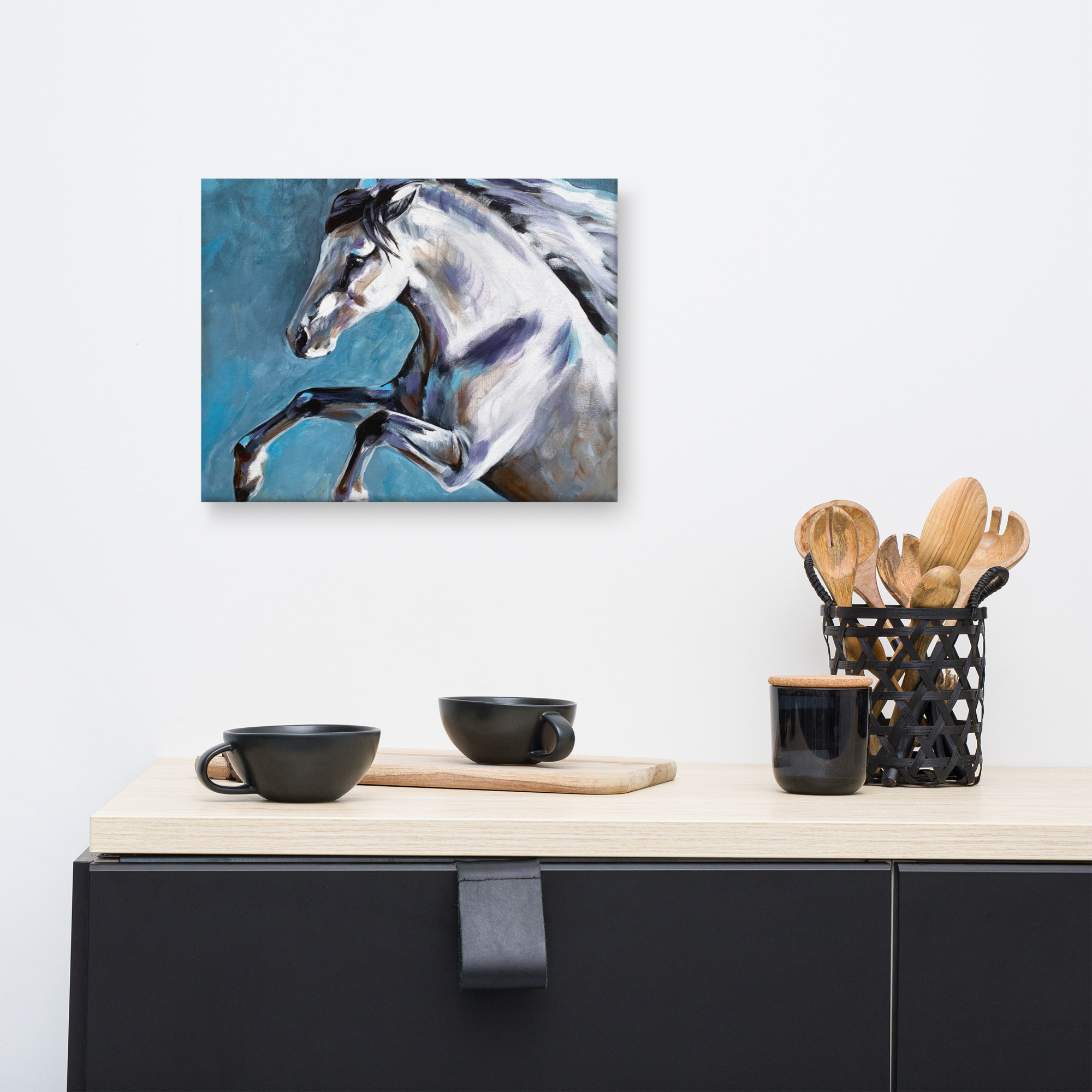 Canvasprintti – Hevosmaalaus Sinisellä Taustalla - Image 18
