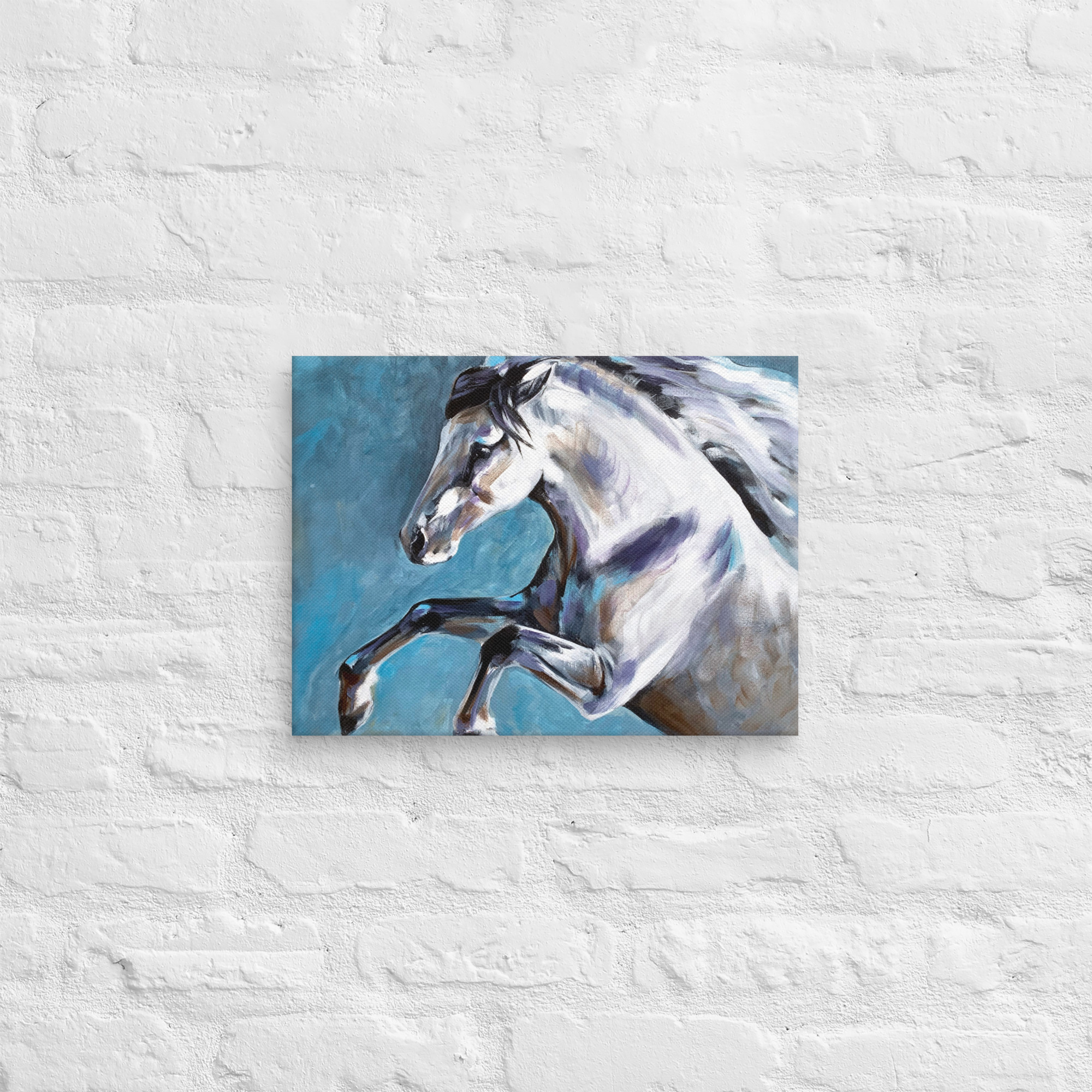 Canvasprintti – Hevosmaalaus Sinisellä Taustalla - Image 17