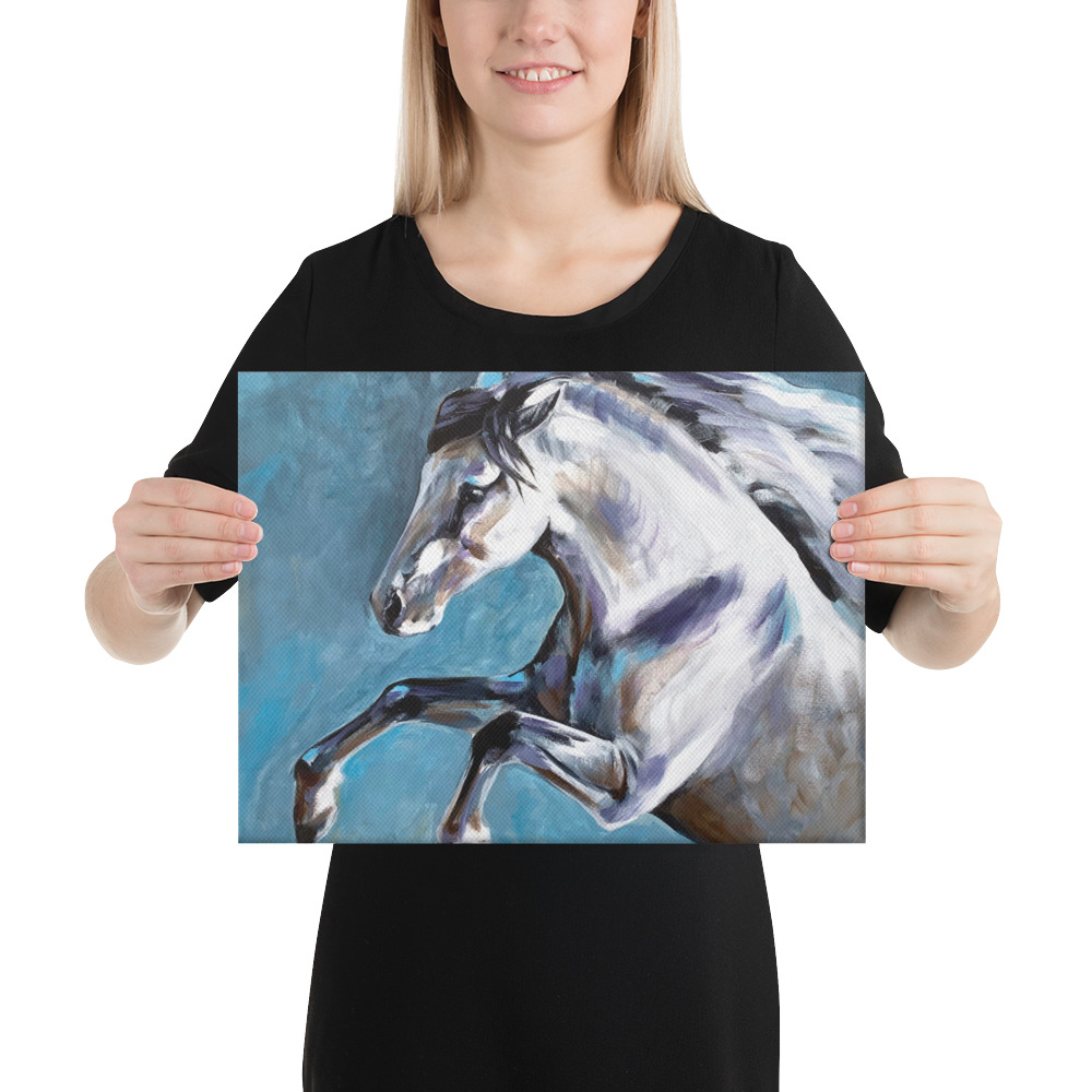 Canvasprintti – Hevosmaalaus Sinisellä Taustalla - Image 19
