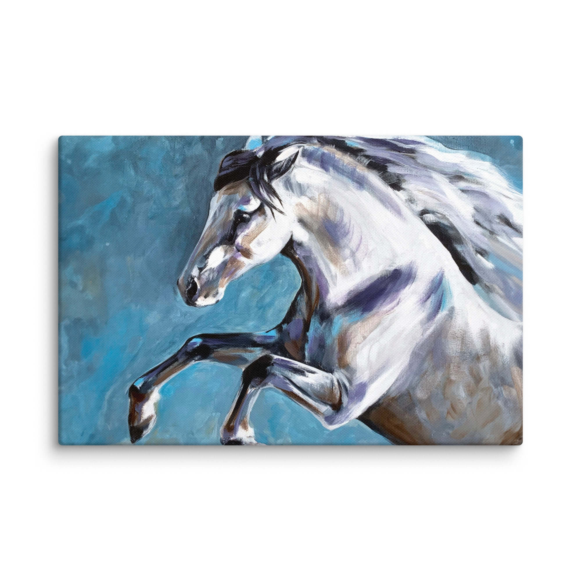 Canvasprintti – Hevosmaalaus Sinisellä Taustalla - Image 3