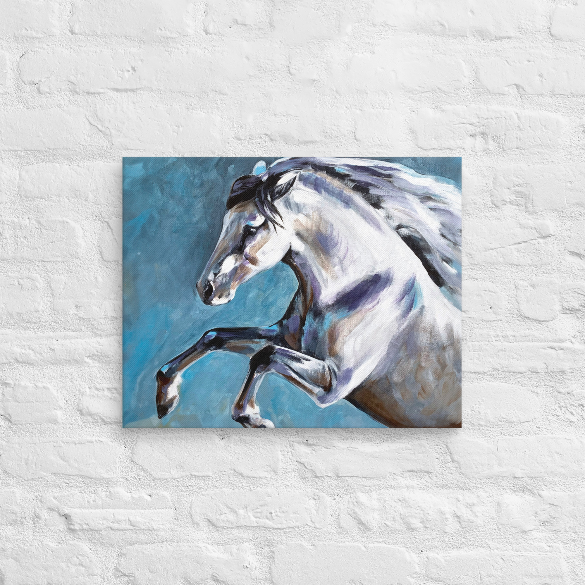 Canvasprintti – Hevosmaalaus Sinisellä Taustalla - Image 22