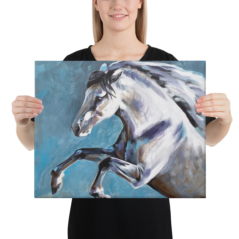 Canvasprintti – Hevosmaalaus Sinisellä Taustalla - Image 23