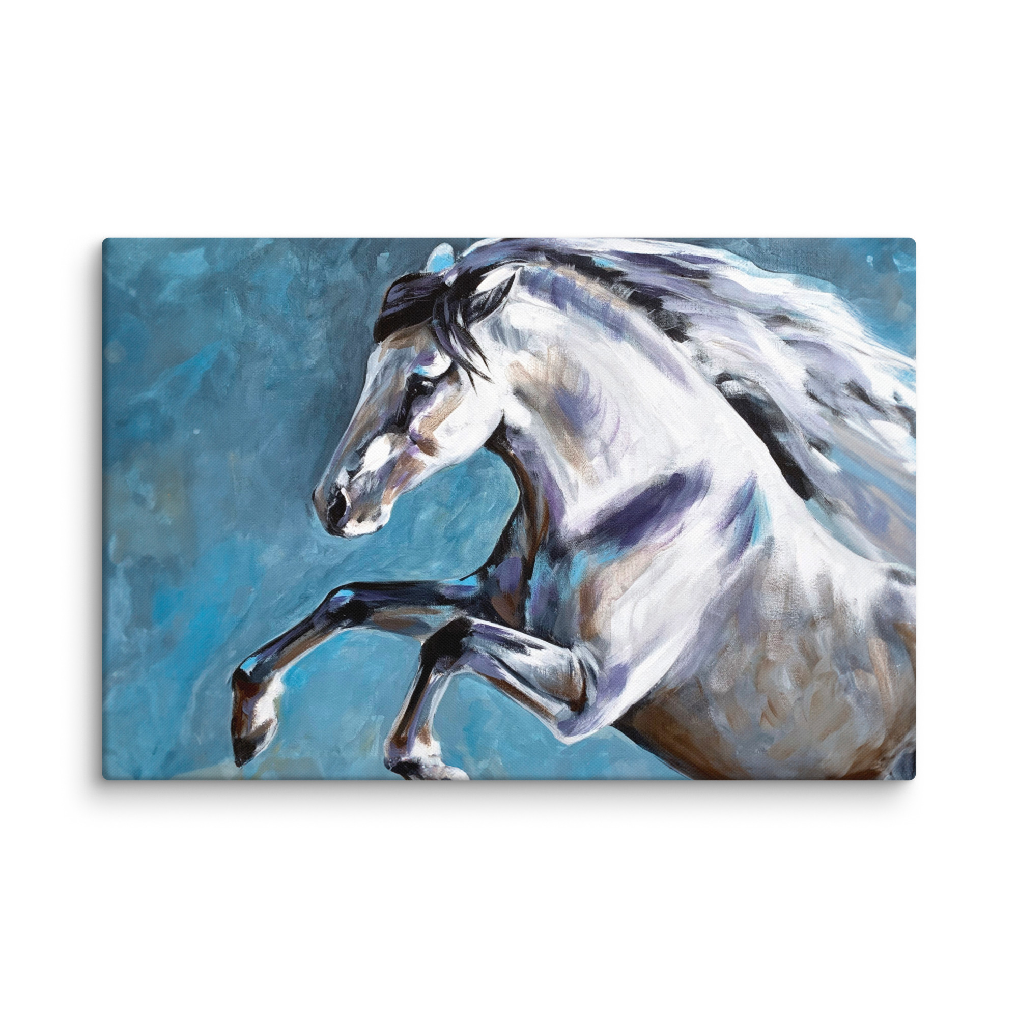 Canvasprintti – Hevosmaalaus Sinisellä Taustalla - Image 4