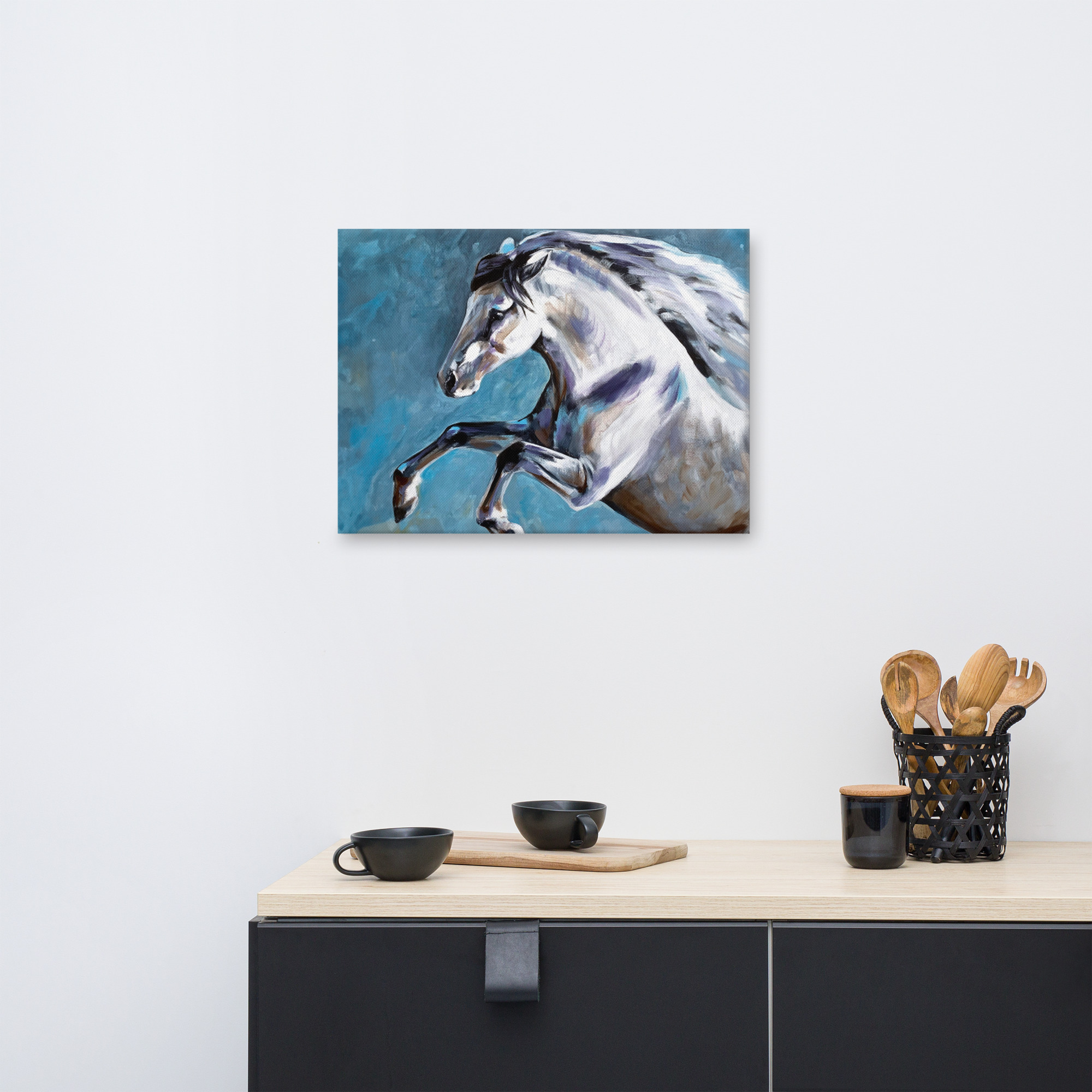 Canvasprintti – Hevosmaalaus Sinisellä Taustalla - Image 26