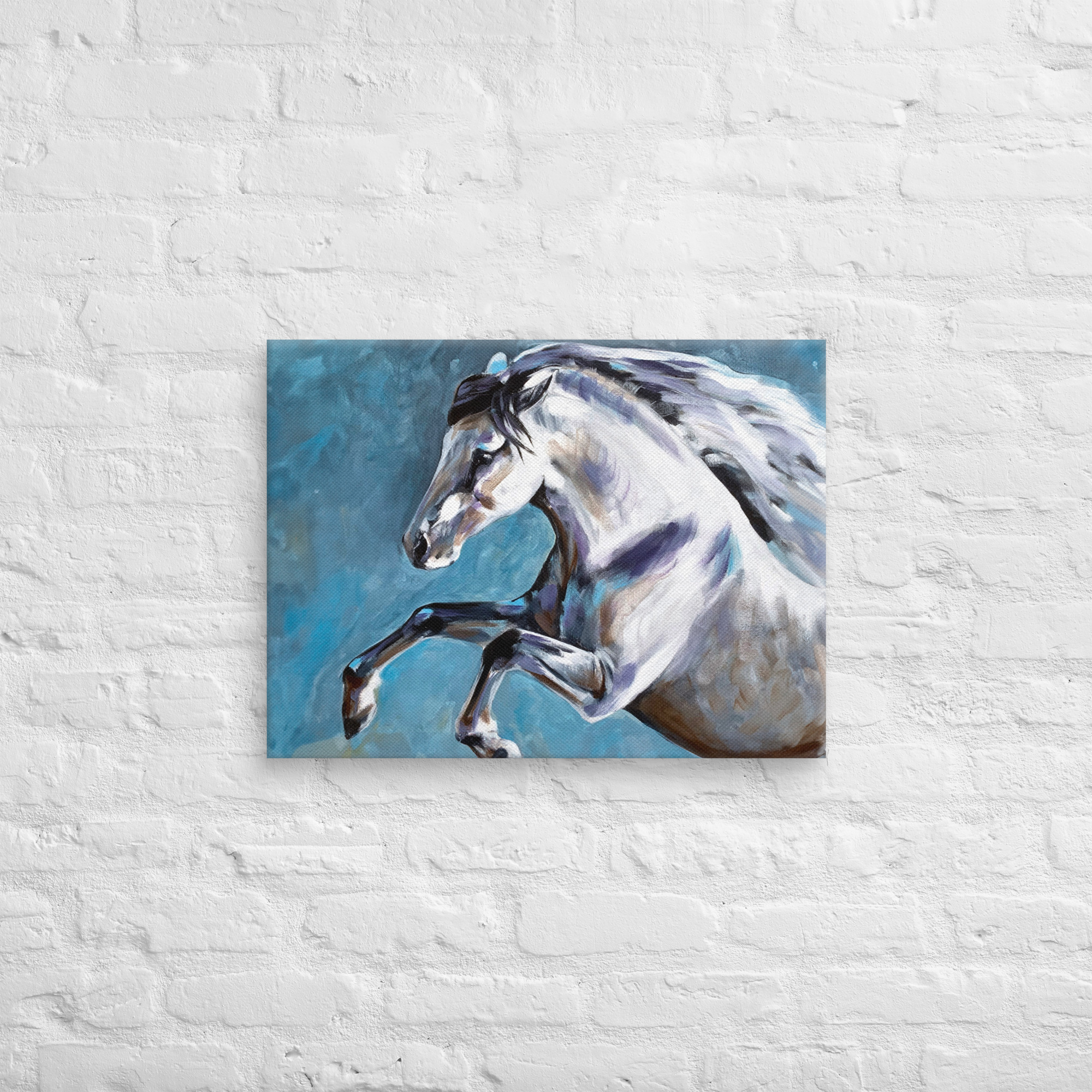 Canvasprintti – Hevosmaalaus Sinisellä Taustalla - Image 25