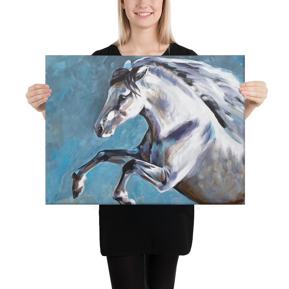 Canvasprintti – Hevosmaalaus Sinisellä Taustalla - Image 27