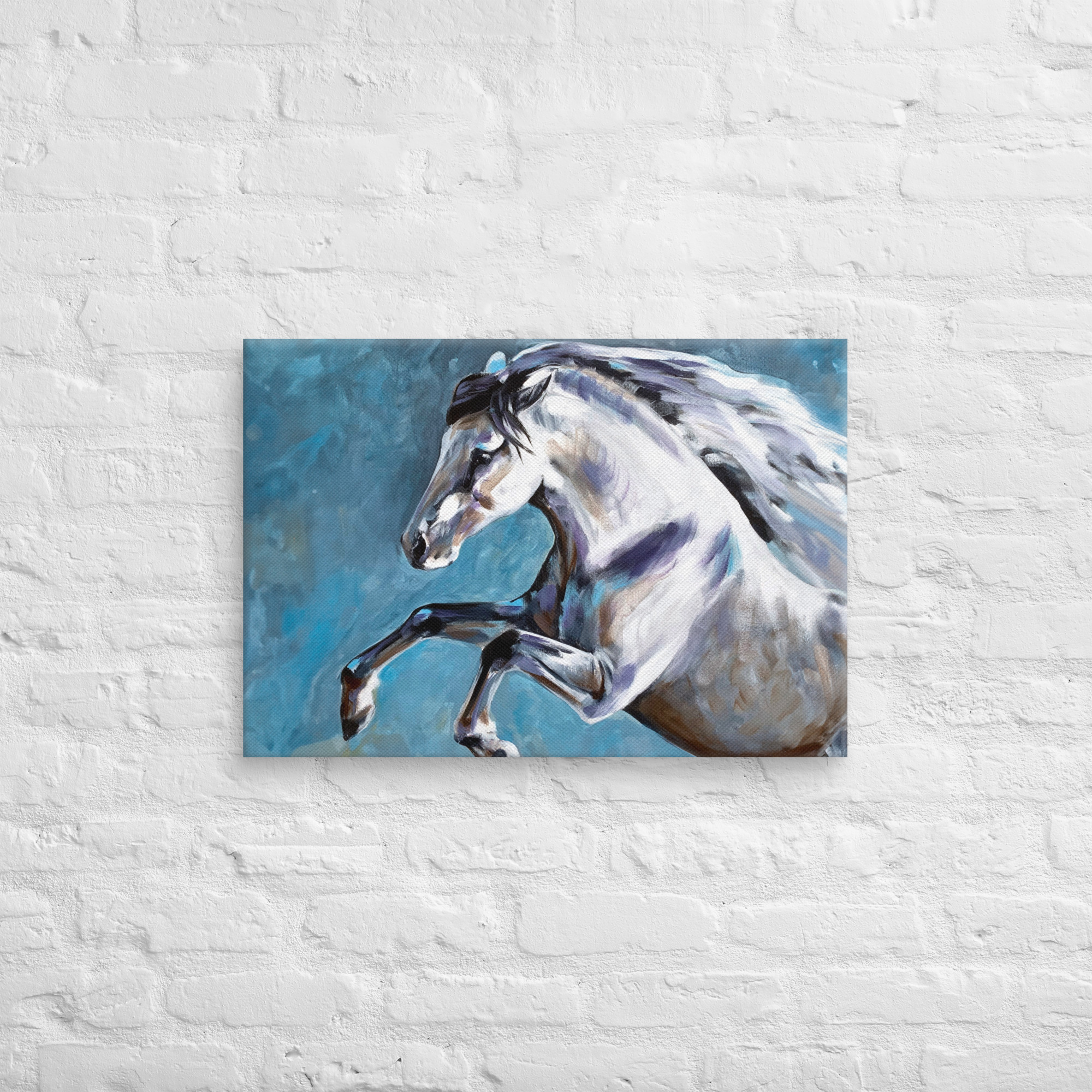 Canvasprintti – Hevosmaalaus Sinisellä Taustalla - Image 28