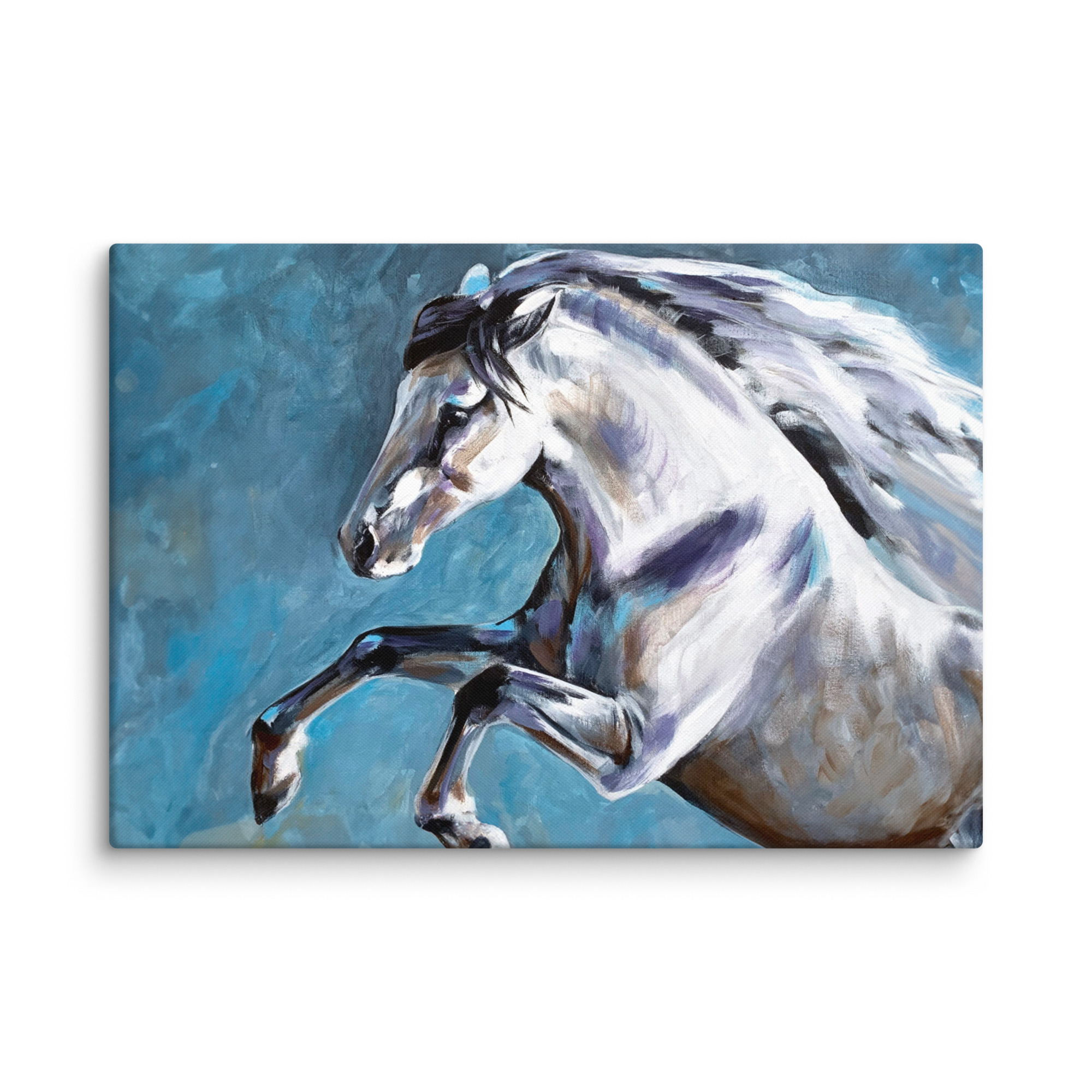 Canvasprintti – Hevosmaalaus Sinisellä Taustalla - Image 5