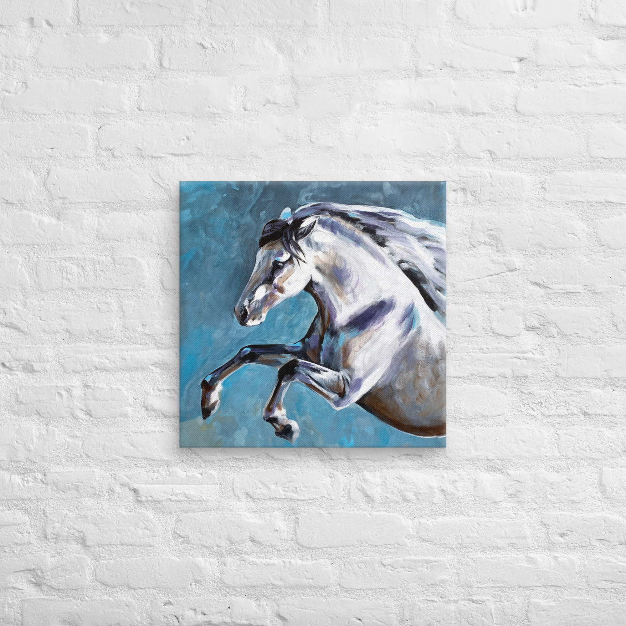 Canvasprintti – Hevosmaalaus Sinisellä Taustalla - Image 29