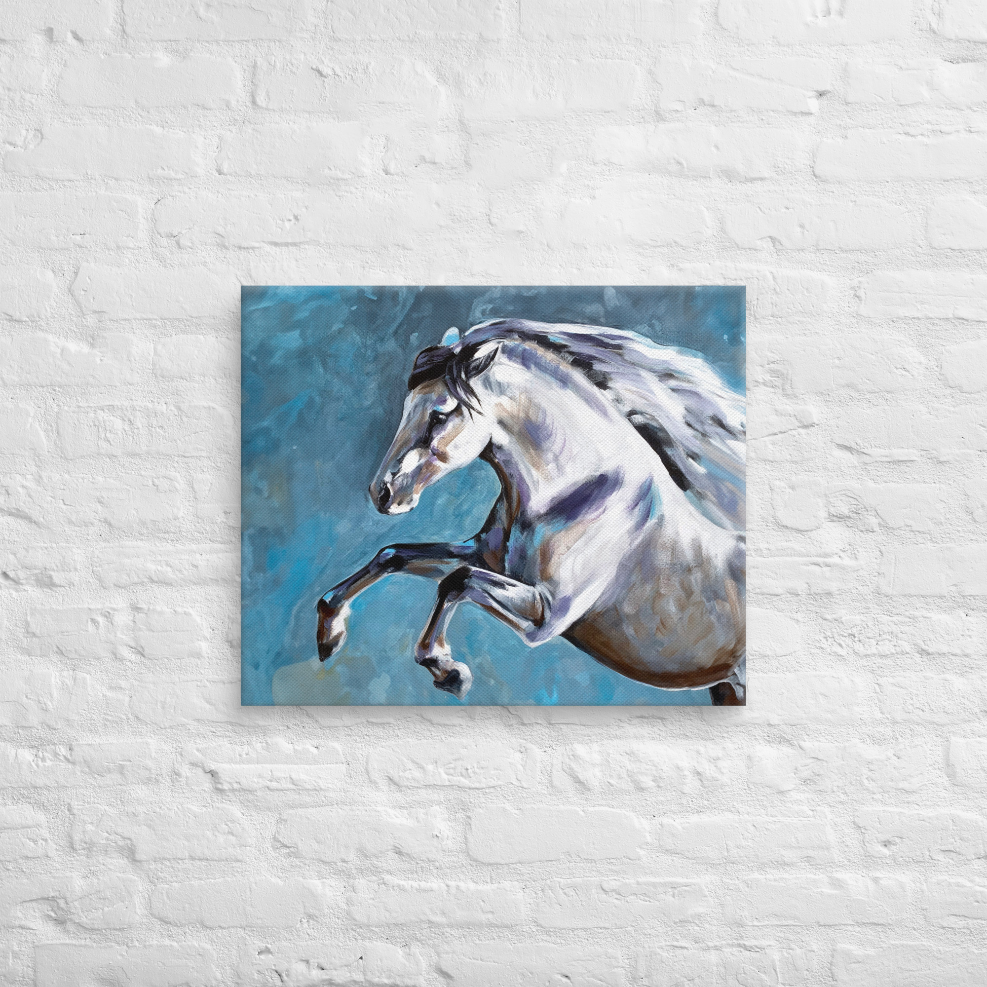 Canvasprintti – Hevosmaalaus Sinisellä Taustalla - Image 30