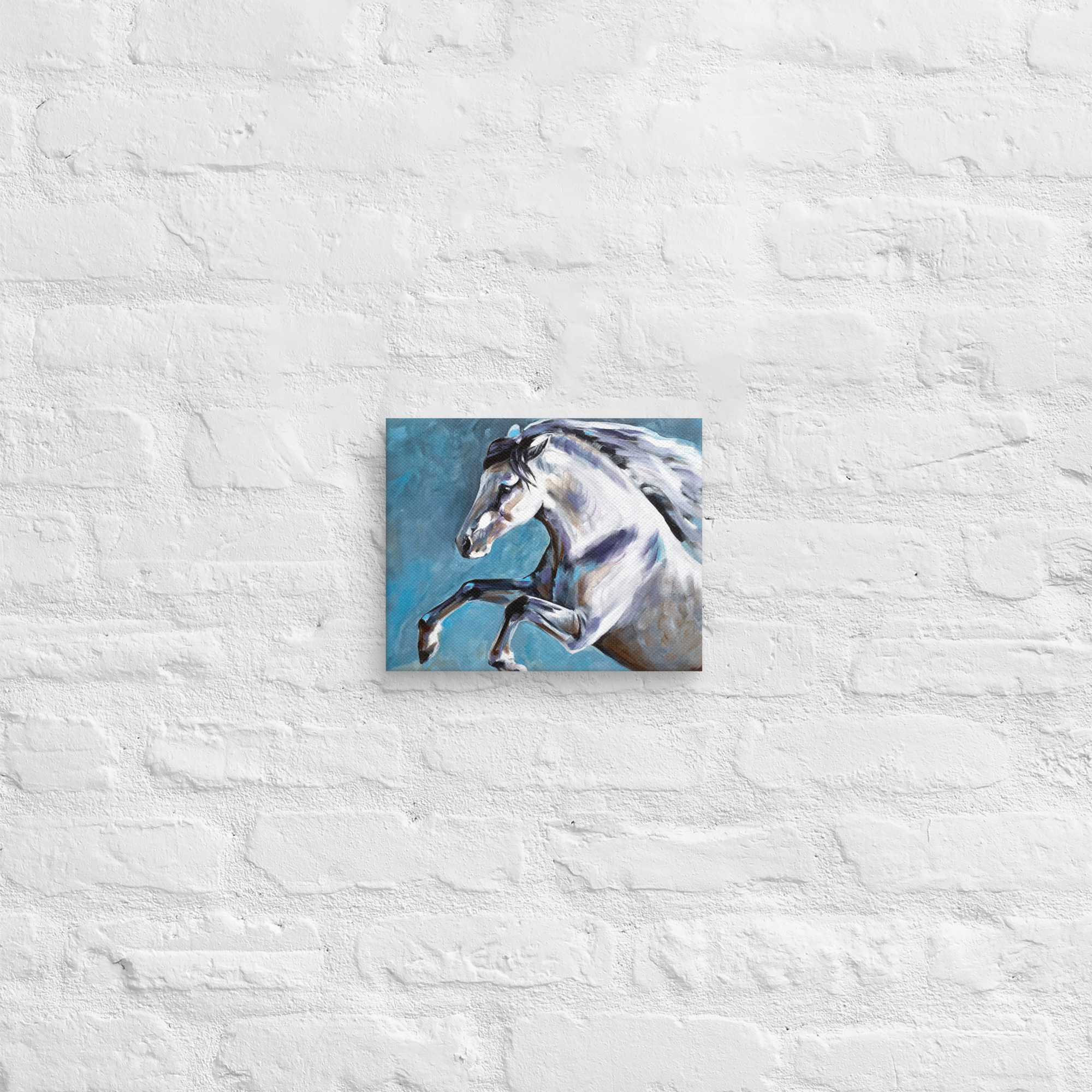 Canvasprintti – Hevosmaalaus Sinisellä Taustalla - Image 13