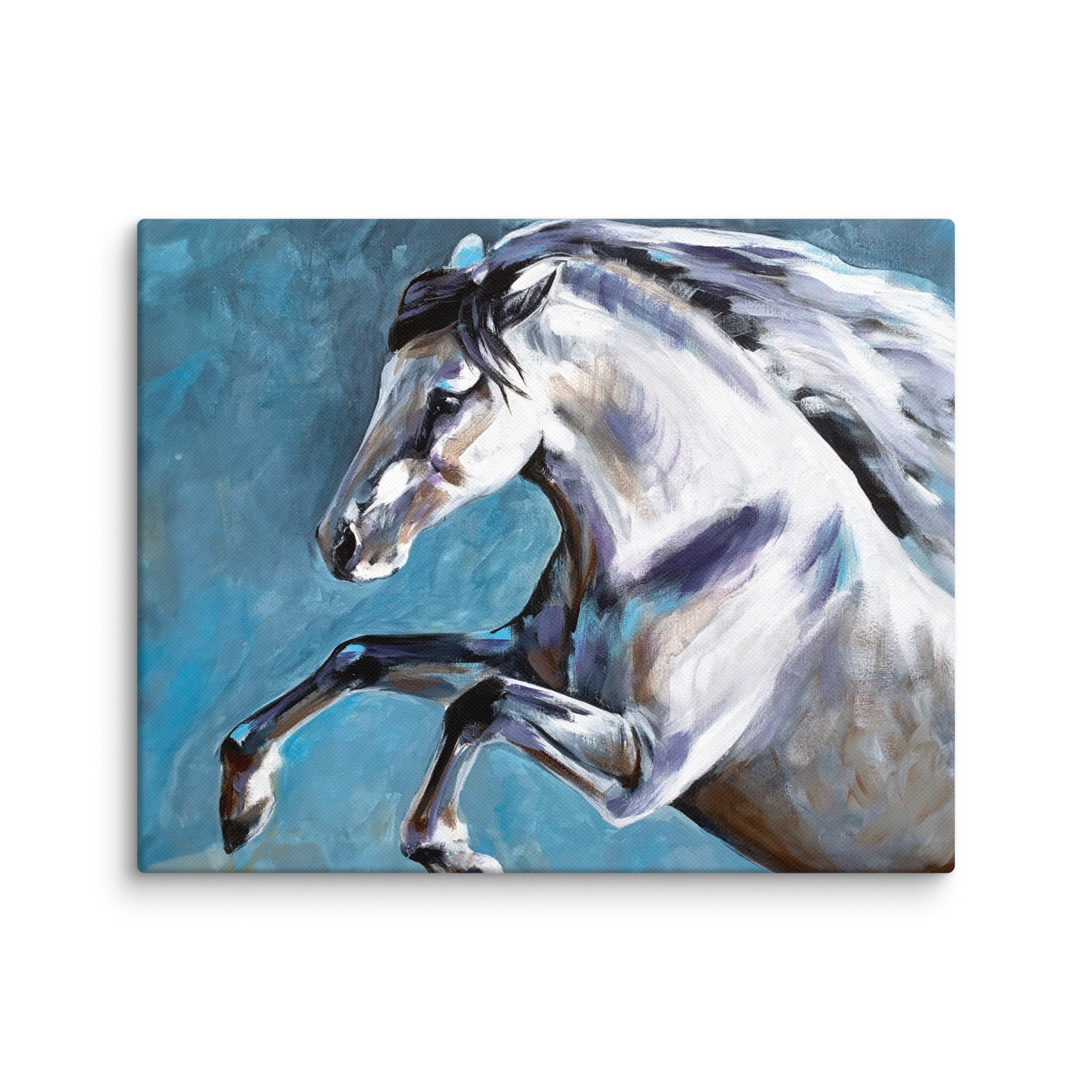 Canvasprintti – Hevosmaalaus Sinisellä Taustalla - Image 8