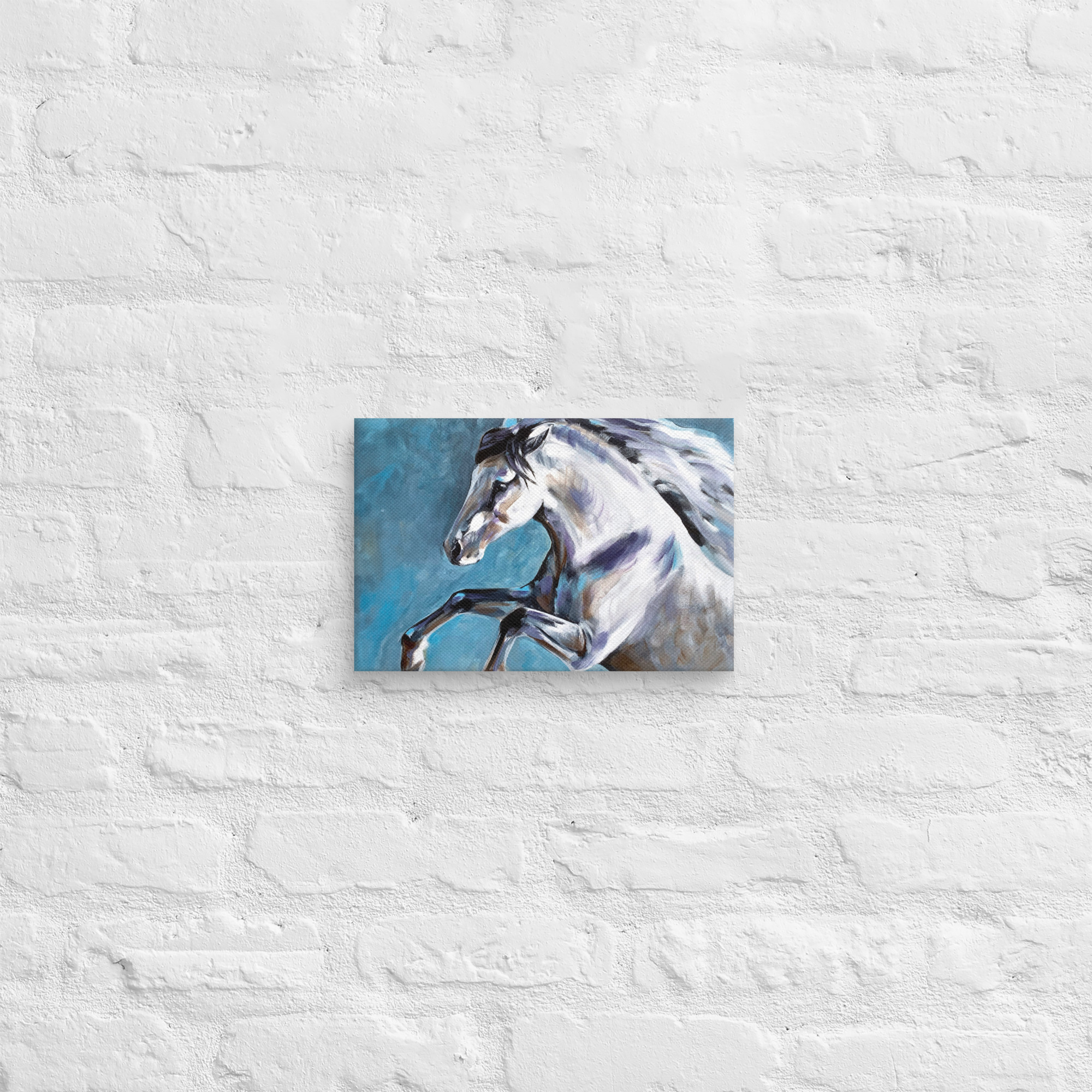 Canvasprintti – Hevosmaalaus Sinisellä Taustalla - Image 14