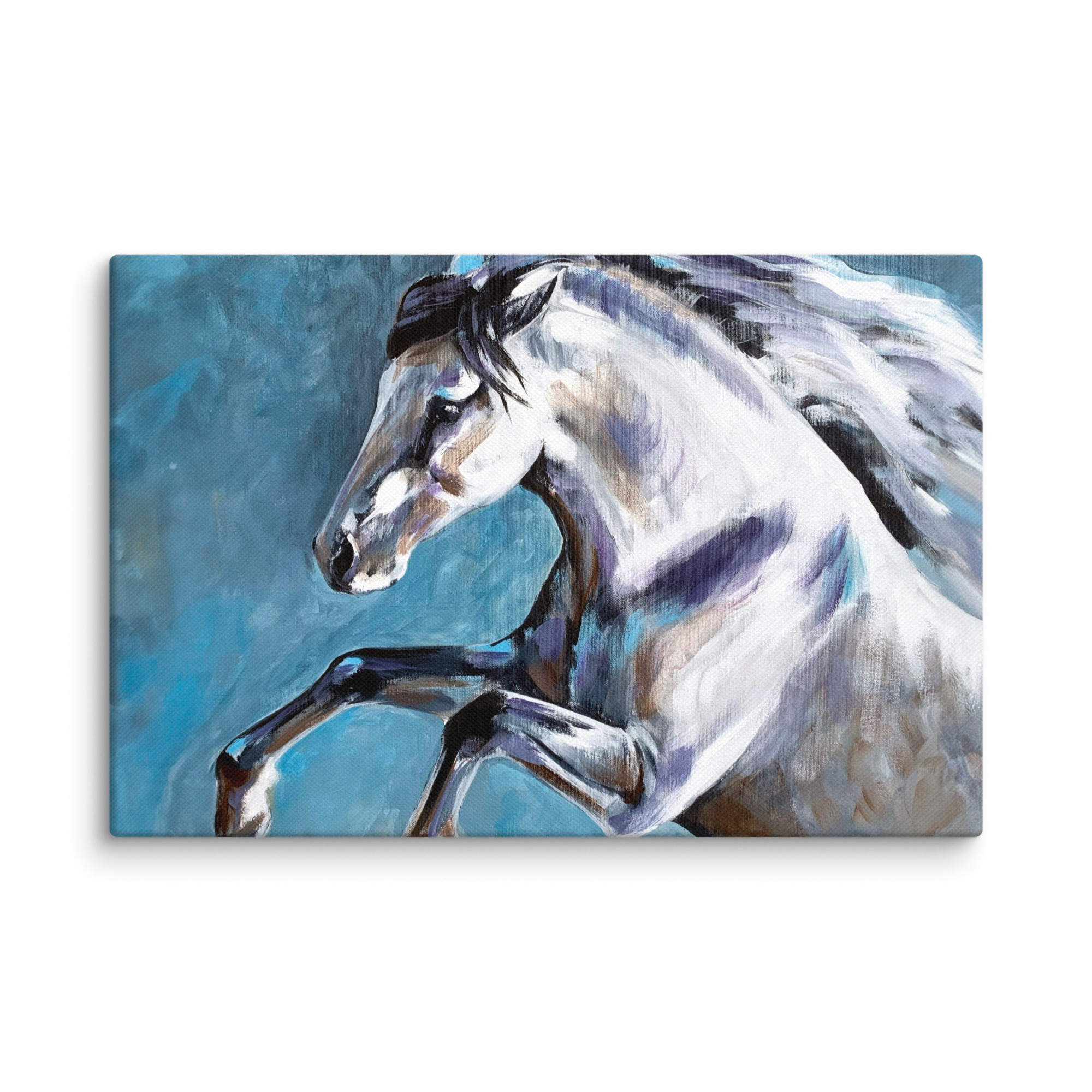 Canvasprintti – Hevosmaalaus Sinisellä Taustalla - Image 9