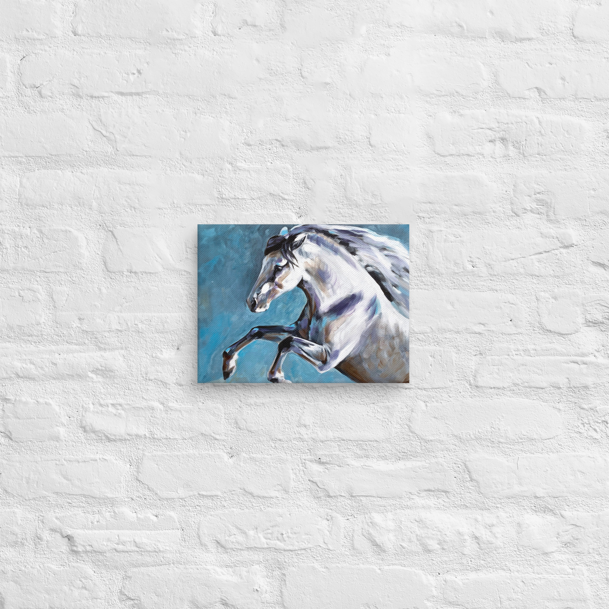 Canvasprintti – Hevosmaalaus Sinisellä Taustalla - Image 15
